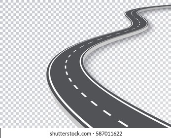 Winding Road Isolated Transparent Special Effect. Road way location infographic template. Vector EPS 10