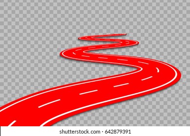 Winding Road Isolated Transparent Special Effect. Road way location infographic template