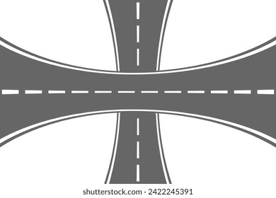Winding road. Journey traffic curved highway. Road to horizon in perspective. Winding asphalt empty line isolated vector concept