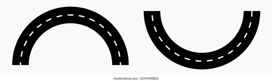 Winding road. Journey traffic curved highway. Seamless highway marking Isolated on background.