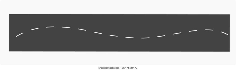 Winding road. Journey traffic curved highway. Seamless highway marking Isolated on background.