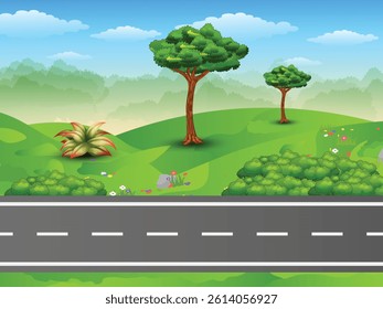 
Winding road. Journey traffic curved highway. Road to horizon in perspective. Winding asphalt empty line isolated vector concept