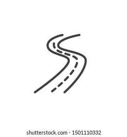 Winding Road Line Icon. Linear Style Sign For Mobile Concept And Web Design. Curve Road Outline Vector Icon. Symbol, Logo Illustration. Vector Graphics