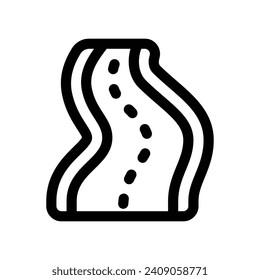 Winding Road Line Icon - Single Icon, Vector