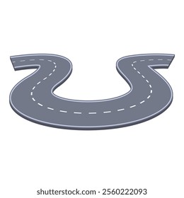 Winding road is making a u turn move on a white background