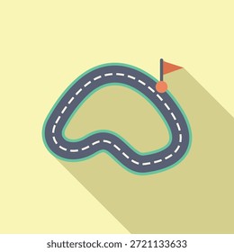 Winding road marking a path to success with finish line marked by a red flag
