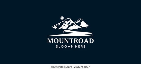 Winding road mountain logo design vector illustration