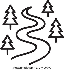 Ícone de caminho de montanha de estrada sinuosa
