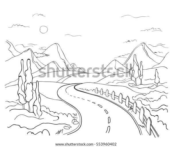 Winding Road Mountains Stock Vector (Royalty Free) 553960402