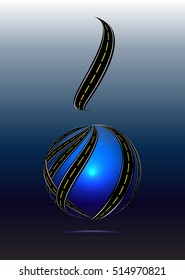 Winding road on the globe