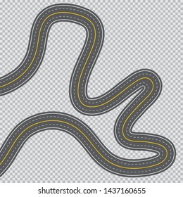 Winding road on a transparent background.