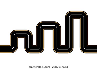 Winding road on white background. Curved asphalt road or highway. Vector illustration. EPS10.