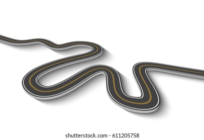 Winding Road on a White Isolated Background. Road way location infographic template. Vector EPS 10