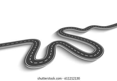 Winding Road on a White Isolated Background. Road way location infographic template. Vector EPS 10