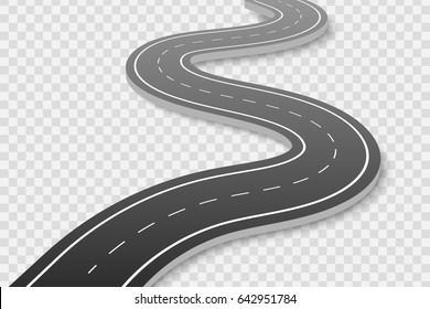 Winding Road on a White Isolated Background. Road way location infographic template.