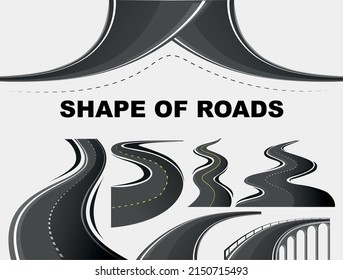 Winding road parts of various shapes Royalty