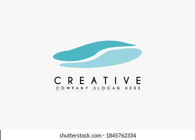 winding road river creek logo design vector illustration