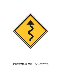 winding road road sign. Attention sign. Vector illustration. Stock image.