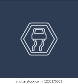 winding road sign icon. Trendy flat vector line winding road sign icon on dark blue background from traffic sign collection. 
