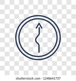 winding road sign icon. Trendy linear winding road sign logo concept on transparent background from Traffic Signs collection