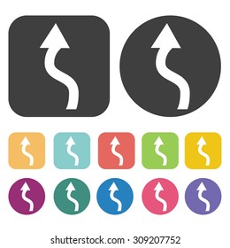 Winding road sign icons set. Vector Illustration eps10
