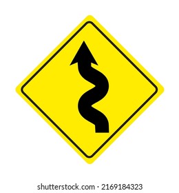Winding Road Sign. illustration vector of winding road sign. EPS10