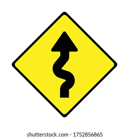 vectores aislados de señalización de carretera sinuosa