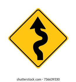 winding road sign on white background,vector illustration.