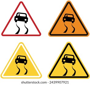 Diseño vectorial de señal de carretera sinuosa