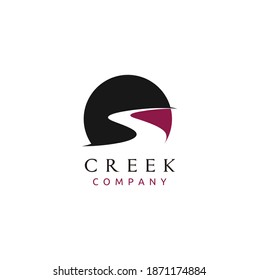 Winding Road Street River Creek Logo Design Inspiration