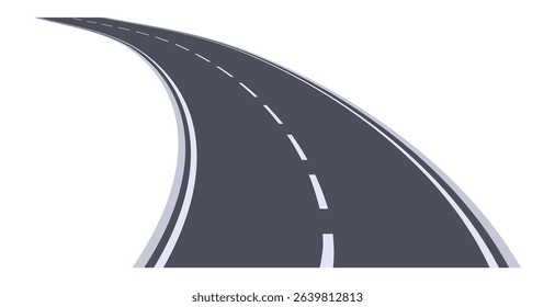 Winding road stretching into the distance against a white background, evoking feelings of journey, adventure, and the allure of the unknown. Perfect for themes of exploration and freedom
