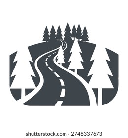 Winding road through forest landscape with trees and hills scenic route