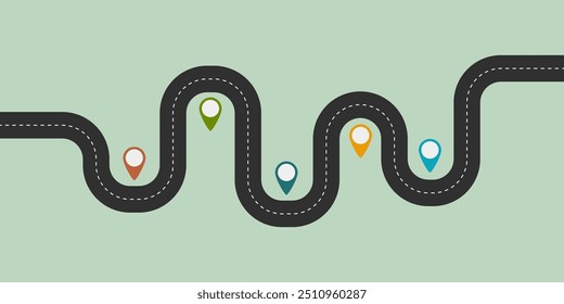 Winding road timeline concept. Vector illustration graphic design