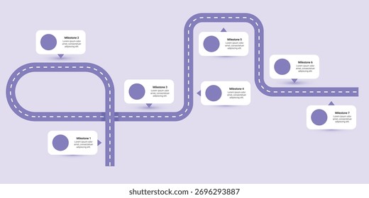 Plantilla de infografía de la línea de tiempo de la carretera sinuosa