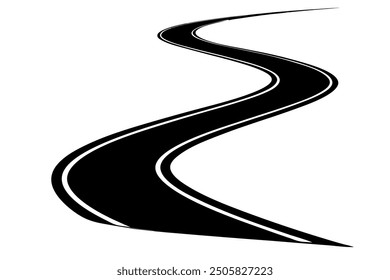 Winding Road Timeline Vector Line Art on White Background Vector Illustration, Logo Icon, Clipart