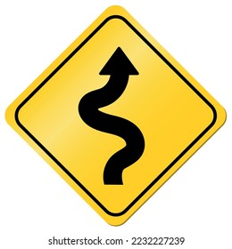 Winding Road. Traffic Sign Isolated Vector for Safe Driving.