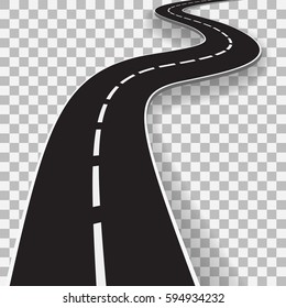 Winding Road With Transparent Shadow Template. EPS10 Vector