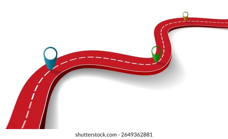 Carretera Sinuosa Con Sombra Transparente Y Plantilla De Caminos. Vector EPS10