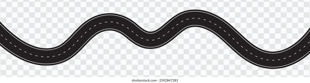 Winding Road Vector | Curved Highway Isolated on Transparent Background