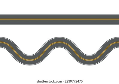 Winding road vector highway path long street asphalt isolated perspective road way journey illustration
