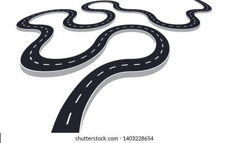 Winding road vector illustration isolated. Transportation concept design
