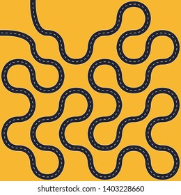 Winding road vector illustration isolated. Transportation concept design