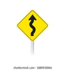 Winding road warning sign. Canada Ontario road signs.