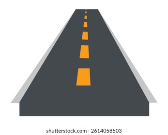 Winding roads, black asphalt highways with white and yellow marking. Vector realistic set of curved car ways or streets and dead end sign isolated on transparent background