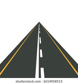 Winding roads, black asphalt highways with white and yellow marking. Vector realistic set of curved car ways or streets and dead end sign isolated on transparent background