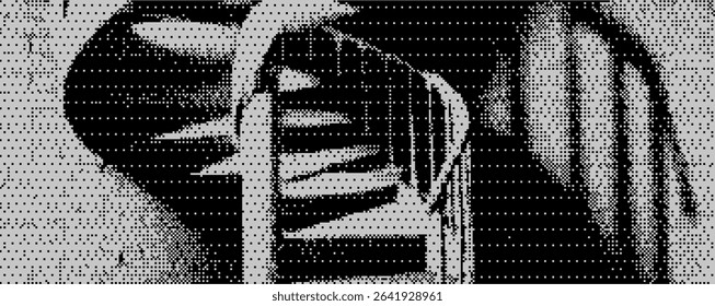 A winding staircase offers a glimpse into an enigmatic space. The interplay of shadows and light highlights the unique structure and texture, evoking curiosity about what lies above.Bitmap y2k bg. 