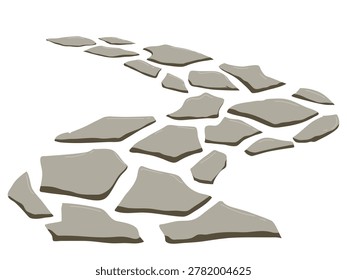 Winding stone path, top view stone path design element