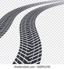 Winding tire tracks on transparent background, vector illustration for your presentation, posters, cover and other design