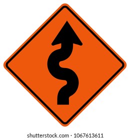 Winding Traffic Road Sign, Vector Illustration, Isolate On White Background Icon. EPS10
