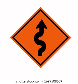 Signo de tráfico de bobinado, Ilustración vectorial, Isolación En Icono De Fondo Blanco.